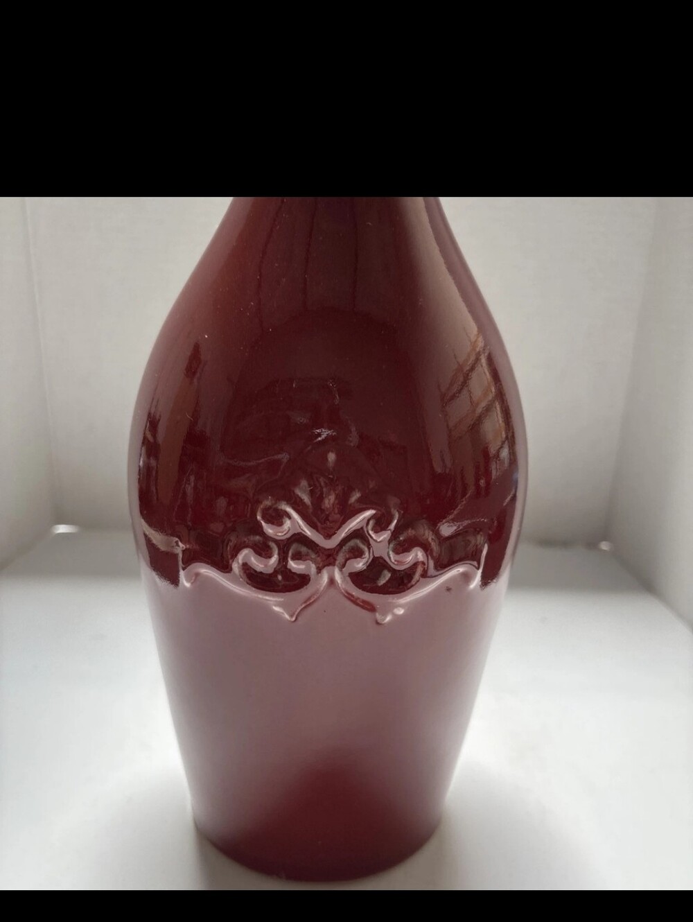 Vintage Hosley Potteries Burgandy Red Vase 13 1/2” X 5”